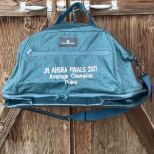Words Embroidered Duffle Bag in Blue Color