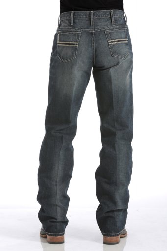 The Back of a Dark Washed Regular Jeans for Men