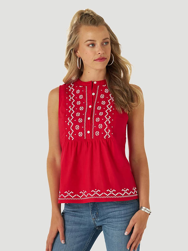 BUTTON FRONT SLEEVELESS TOP