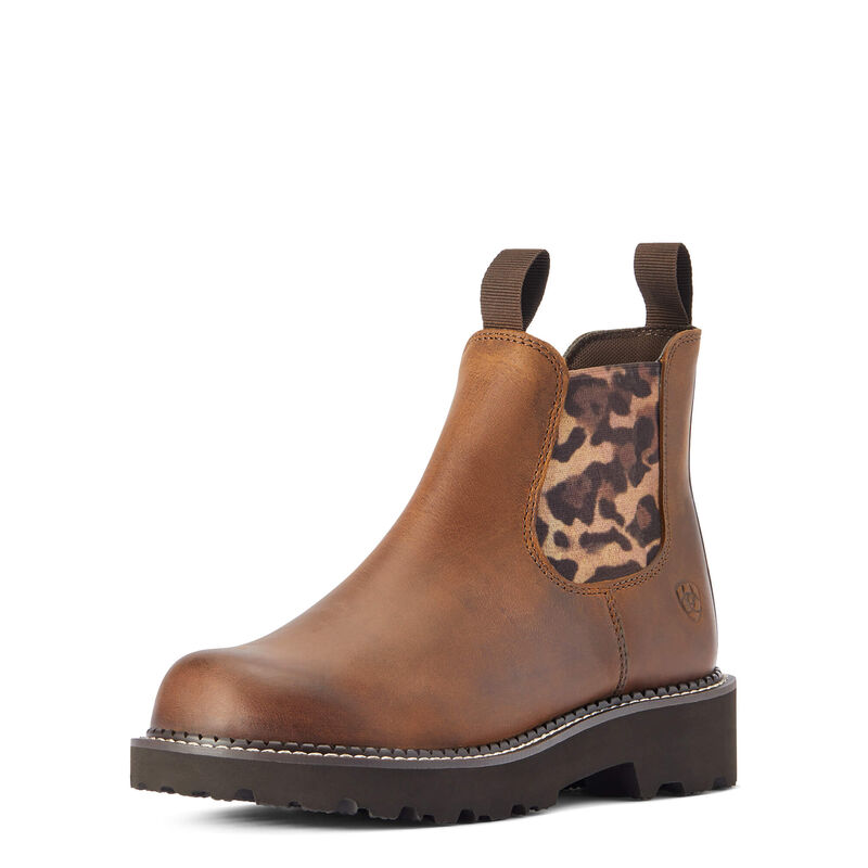 Flat Baby Gore Western Boot With Leopard Print