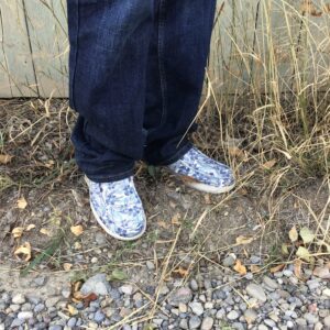 A Person Wearing a Hilo Stretch Floral Pull Over Shoes