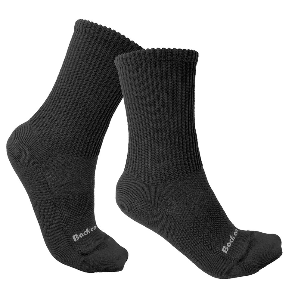 Black Color Ribbed Socks Pair With White Wording