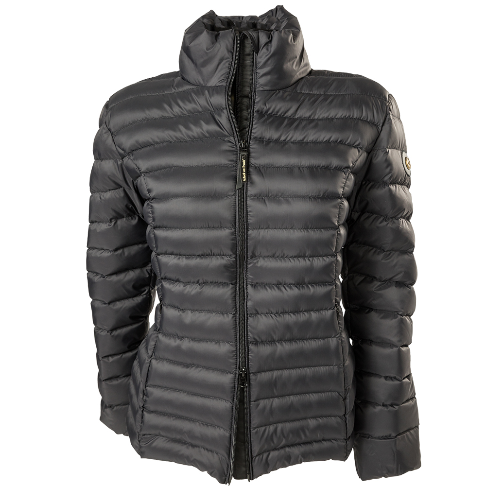 A Black Color Puffer Jacket With Zipper