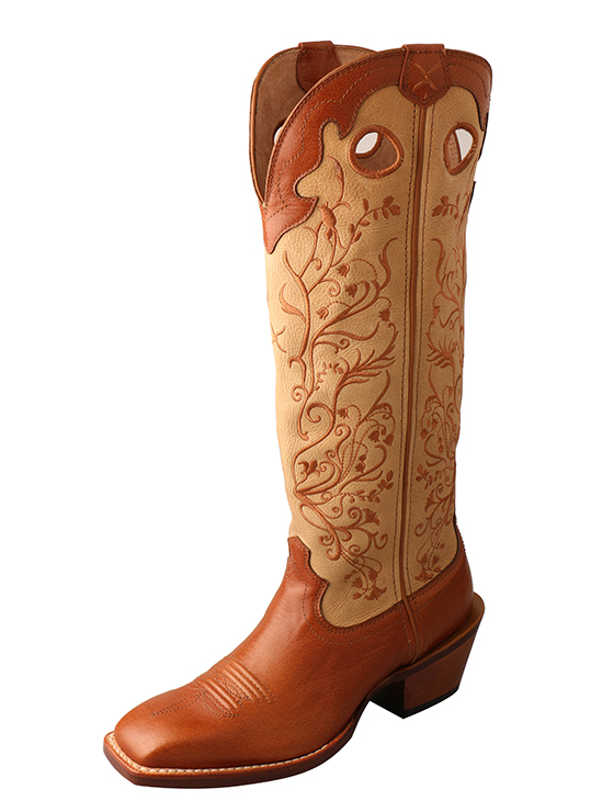 Tan Color Boots WIth Tan Floral Design