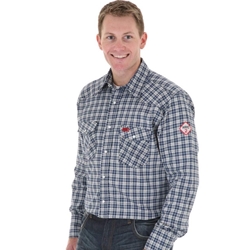 A Man in a Wrangler Black and White Checks Shirt