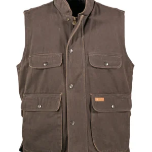 A Man in a Brown Color Vest With Buttons