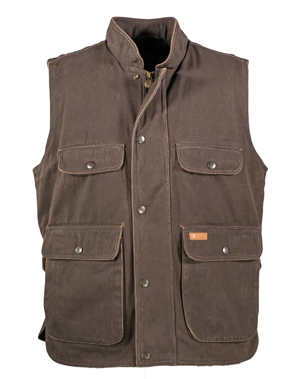 A Man in a Brown Color Vest With Buttons