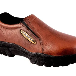 A Brown Color Leather Slip on Shoe With Black Sole