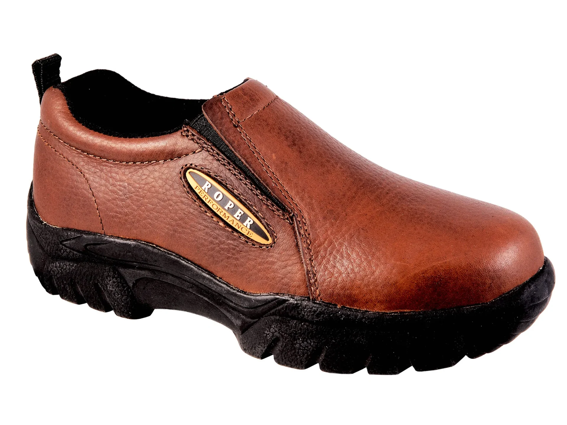 A Brown Color Leather Slip on Shoe With Black Sole