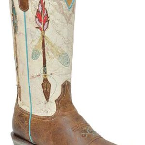 A Roper Snip White and Tan Color Boot