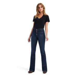 A Woman in a Slim Fit High Rise Jeans