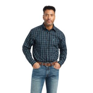A Man in a Black and White Checks Long Sleeves Shirt
