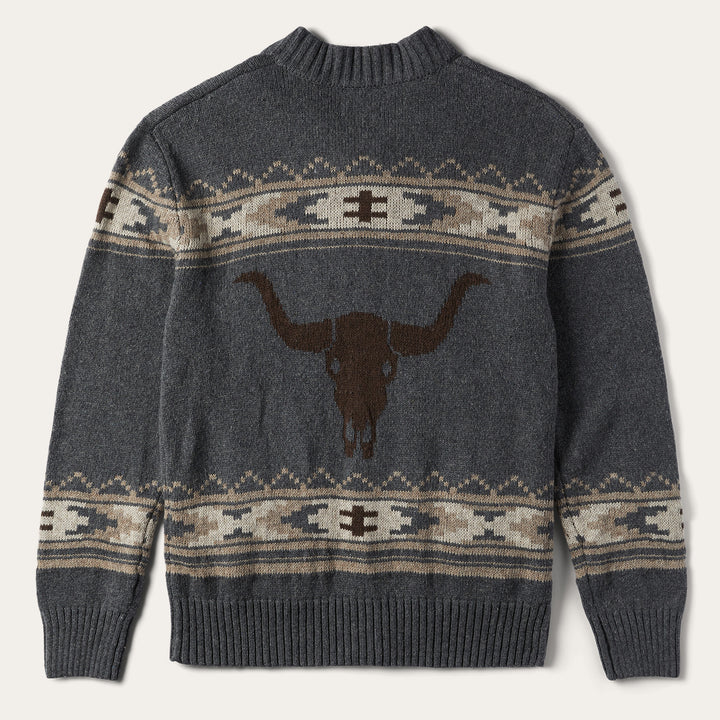 A Grey Color Sweater With Bull Design Sweater