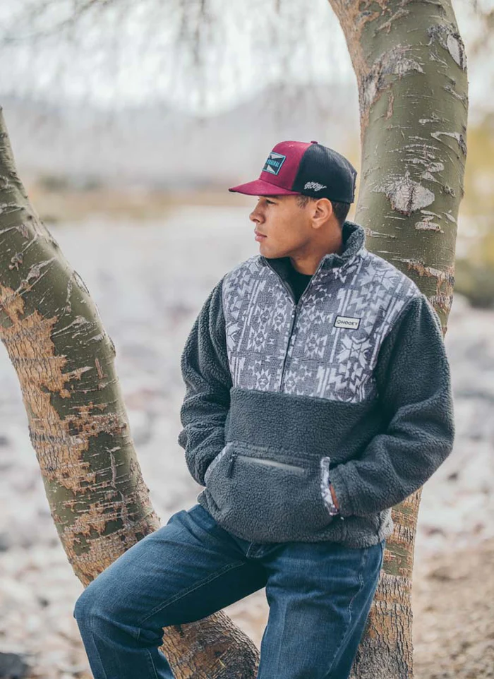 A Man in a Charcoal Grey Pullover Hoodie