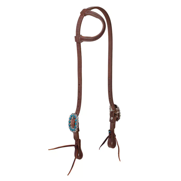 Single Ear Headstall With Turquoise Dot Design