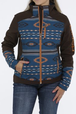 A Woman in a Black Color Zipper Sweater With Blue Pattern