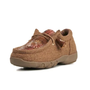 A Sac Texture Brown Shoes With Flower Print