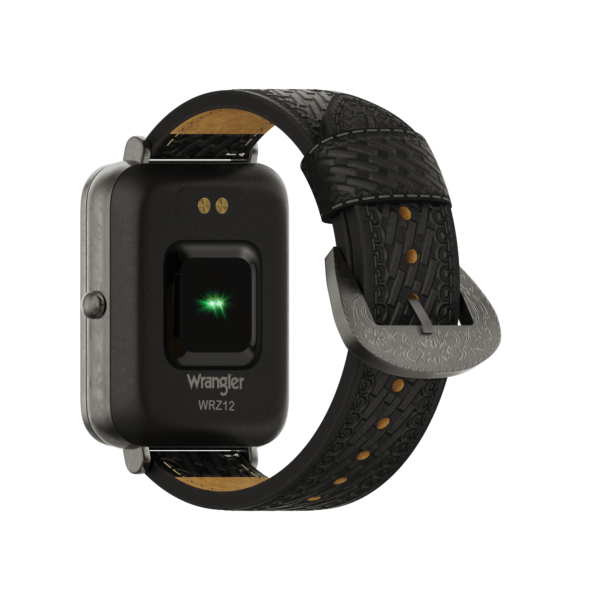 A Smartwatch With a Black Leather Strap Copy
