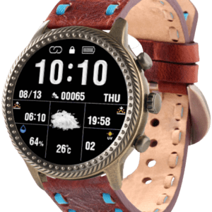 Wrangler Smartwatch With Tan Color Strap Close Up