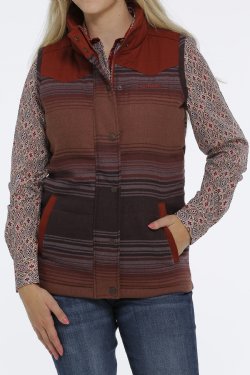 A Woman in a Twill Quilts Vest in Brown Shades