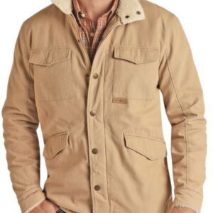 A Man in a Brushed Cotton Canvas Jacket With Buttons
