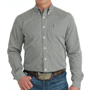 A man wearing a black and white shirt.