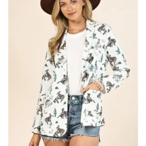 western cowboy print blazer