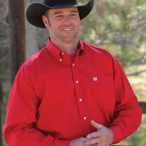 cinch red mens solid button down western rodeo dress shirt