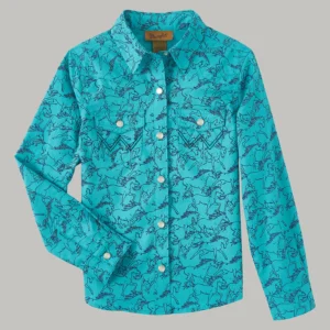 girls teal cowgirl shirt