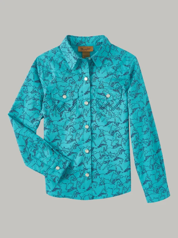 girls teal cowgirl shirt