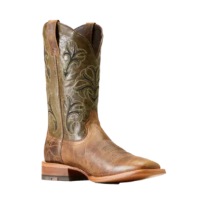 Ariat Men's Cowboss Crinkle Brown & Prairie Green Western Boots