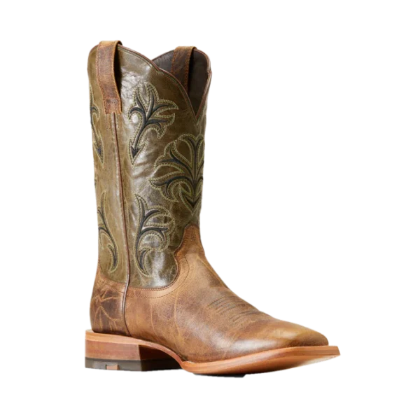 Ariat Men's Cowboss Crinkle Brown & Prairie Green Western Boots