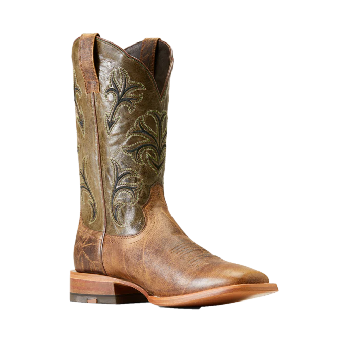 Ariat Men's Cowboss Crinkle Brown & Prairie Green Western Boots