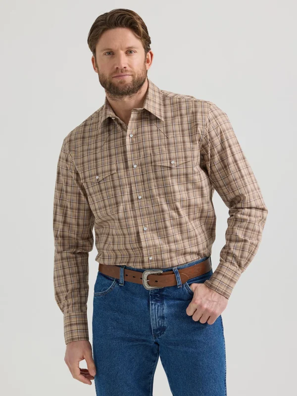 MEN'S WRINKLE RESIST LONG SLEEVE WESTERN SNAP PLAID SHIRT