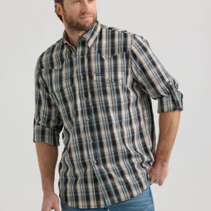 MEN'S WRANGLER PERFORMANCE SNAP LONG SLEEVE PLAID SHIRT