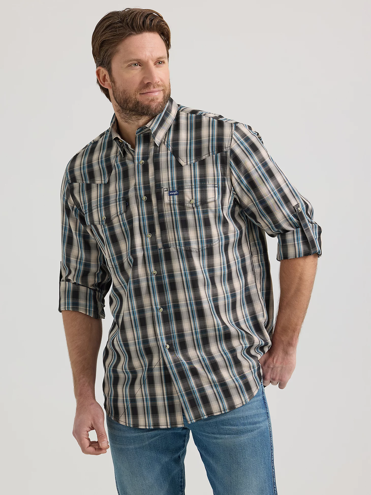 MEN'S WRANGLER PERFORMANCE SNAP LONG SLEEVE PLAID SHIRT