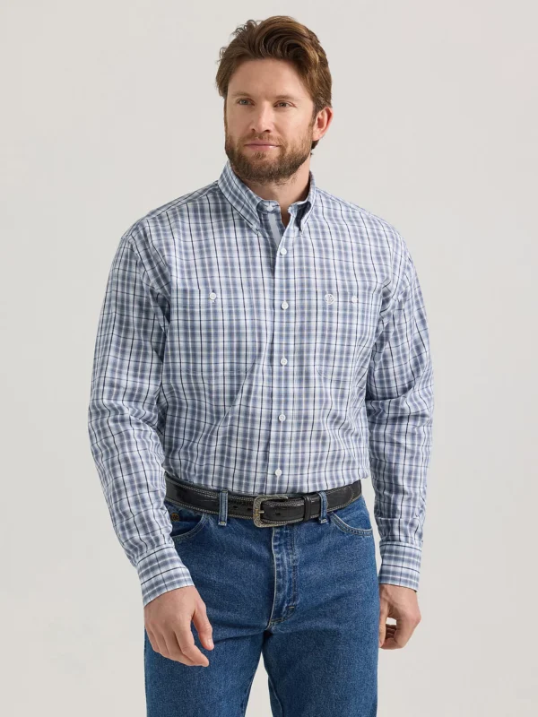 WRANGLER® GEORGE STRAIT™ LONG SLEEVE BUTTON DOWN TWO POCKET SHIRT