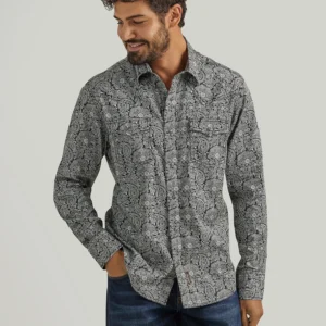 MEN'S WRANGLER® RETRO® PREMIUM LONG SLEEVE WESTERN SNAP PRINTED SHIRT