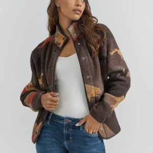 WOMEN'S WRANGLER RETRO® PRINTED SHERPA SNAP JACKET