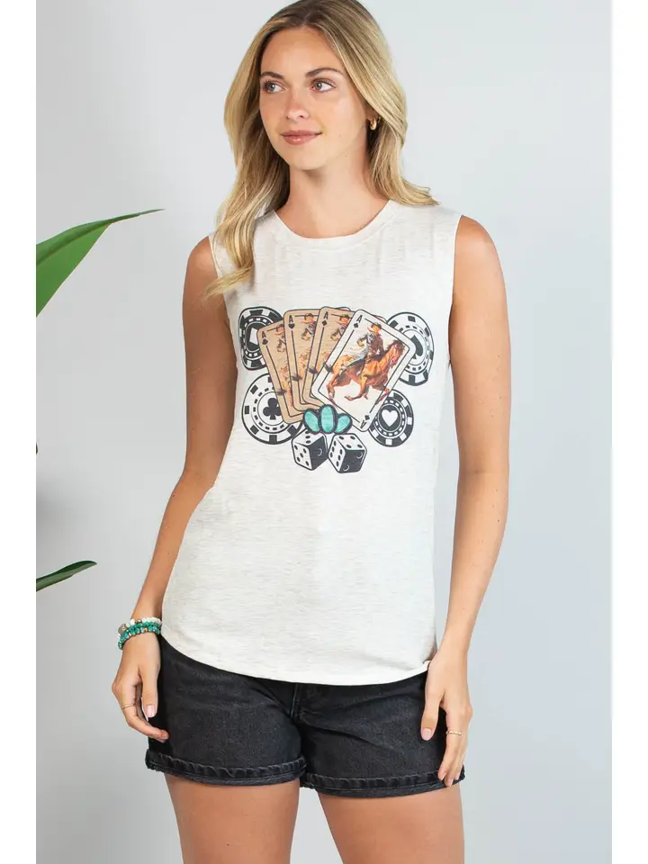 High Roller Graphic Relaxed Fit Sleeveless Top