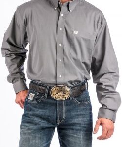 MEN'S SOLID GRAY BUTTON-DOWN WESTERN SHIRT