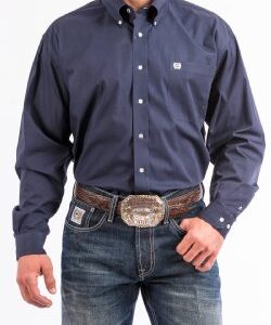 MEN'S SOLID NAVY WESTERN BUTTON-DOWN SHIRT