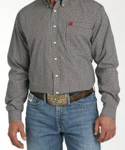 MEN'S MEDALLION PRINT BUTTON-DOWN WESTERN SHIRT