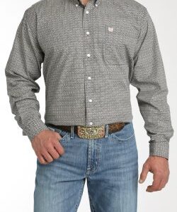 MEN'S GEOMETRIC PRINT BUTTON-DOWN WESTERN SHIRT