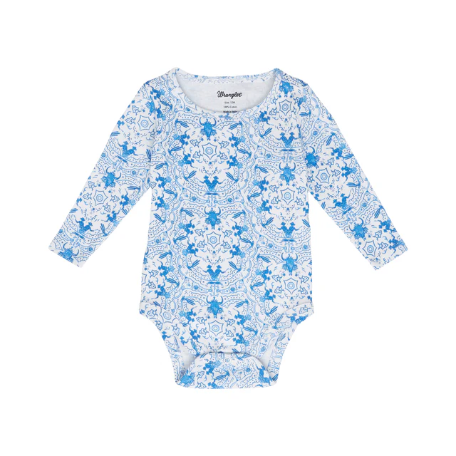 Wrangler® Baby Onesie White/Blue Print