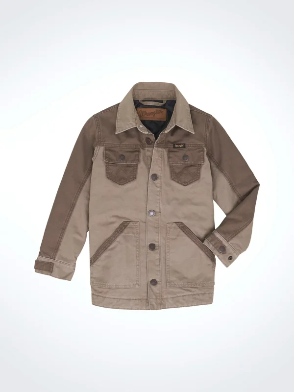 Boy's Wrangler Mixed Canvas Chore Coat