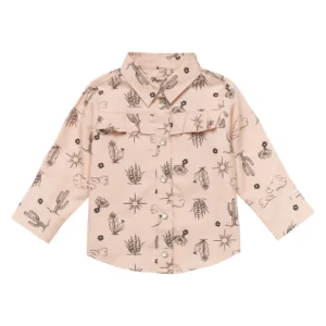 Wrangler Baby Girl Long Sleeve Snap Graphic Shirt - Cactus Pink