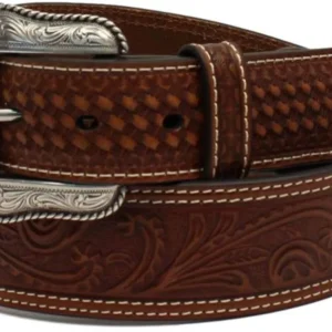 Nocona Floral Basket Weave Belt