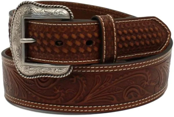 Nocona Floral Basket Weave Belt