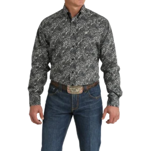 Cinch Men's Black Paisley Print Long Sleeve Shirt